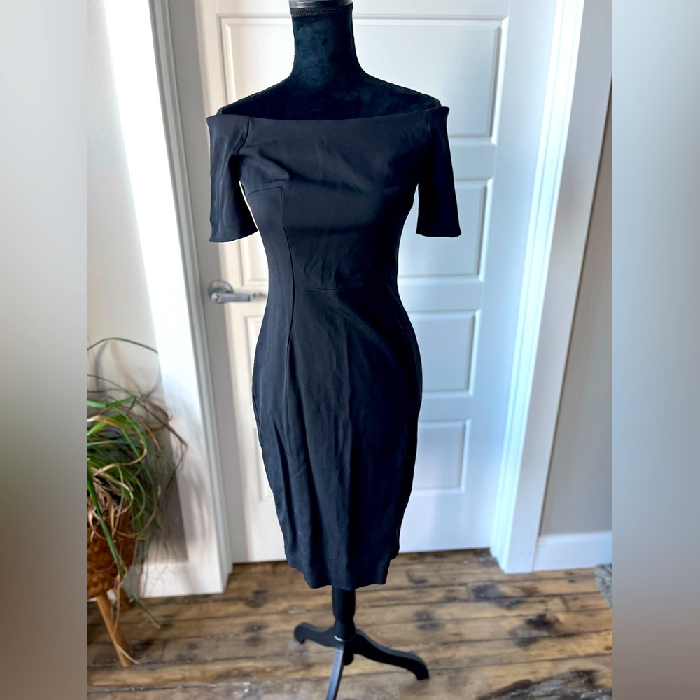 Zara wide neck little black dress 10
